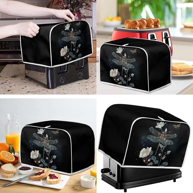 doginthehole Floral Dragonfly Toaster Cover 4 Slice and Blender Cover Dust - Image 2