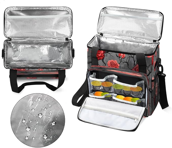 Grey and Red Rose Floral Coffee Machine Bag Compatible - Image 3