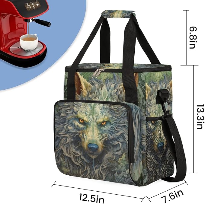 wolf animal vintage Coffee Maker Carring Bag Travel Carrying Storage Tote Bag - Image 2