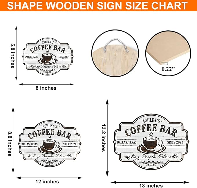 THUYPT Personalized Coffee Sign, Coffee Wooden Sign Plaque Wall Hanging Coffee - Image 2