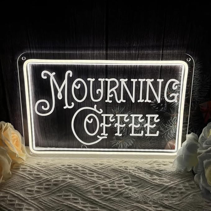 Mourning Coffee Neon Sign Gothic Coffee Bar Neon Light Dimmable LED Light Up by Unknown