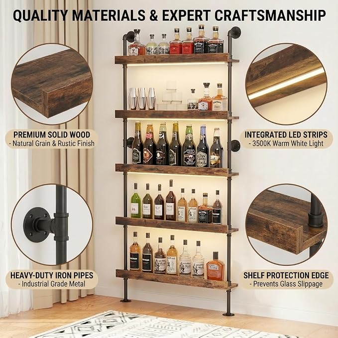 5-Tier Wall Mounted Wine Rack - Image 3