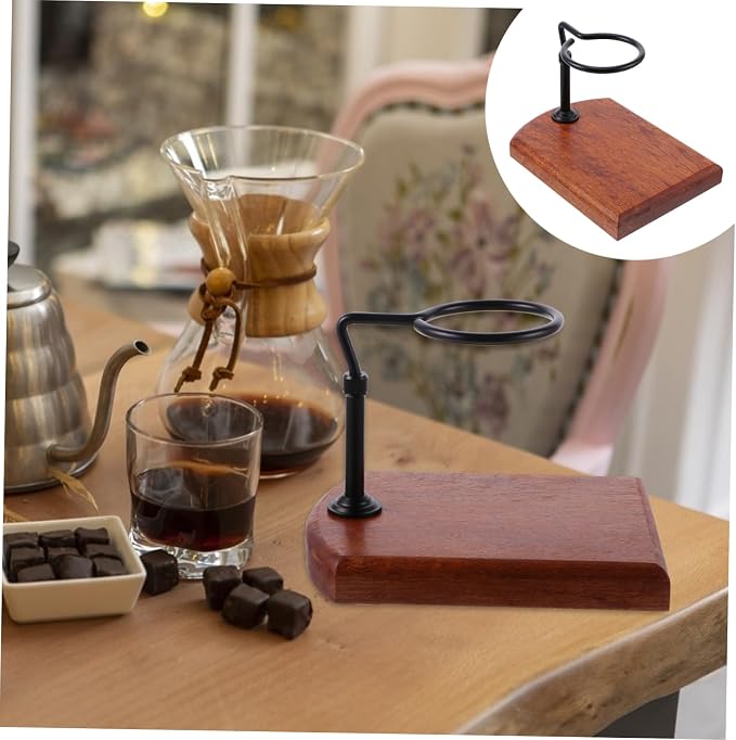LIFKOME 1pc Hand Coffee Filter Dripper Wood Base Coffee Filter Rack - Image 4