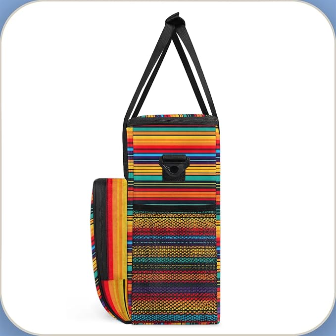Mexican Abstract Vintage Aztec Lines Coffee Maker Carring Bag, Large Insulated - Image 4