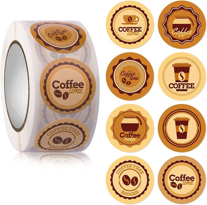 500 Pieces Coffee Drinks Stickers Wrap Labels Sealing Stickers by Unknown