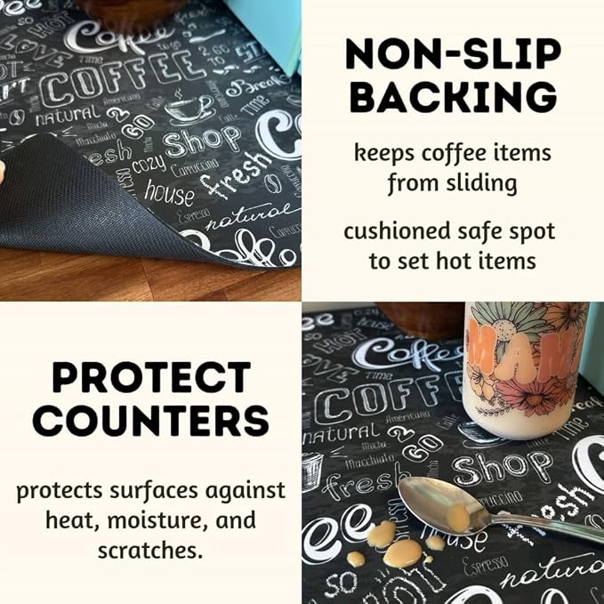 Coffee Maker Mat for Countertop – Absorbent, Non-Slip Coffee Bar Mat, Protects - Image 6