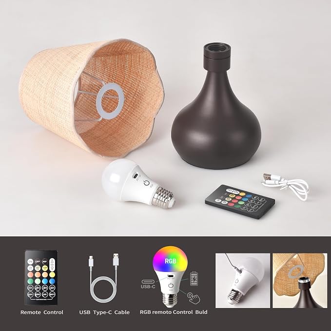 Cordless Table Lamp Rechargeable, Oil Rubbed Bronze Mini Cute Table Lamp - Image 3