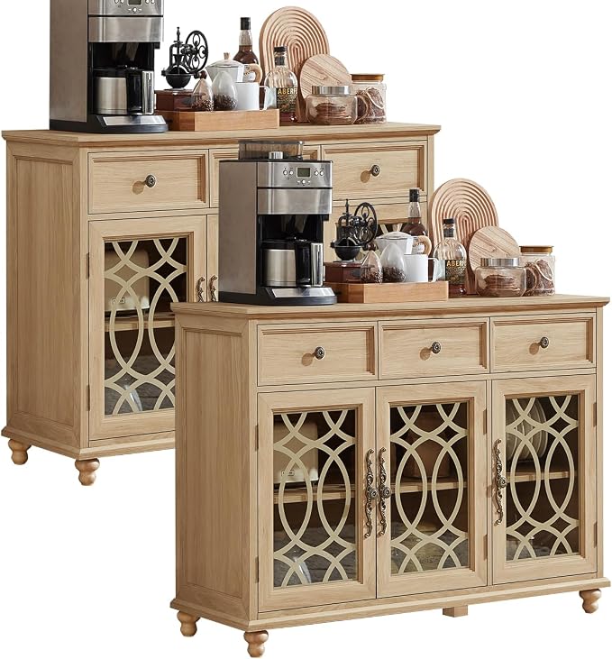 Joaxswe Farmhouse Sideboard Buffet Cabinet Set of 2 by Joaxswe