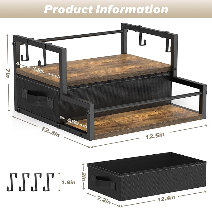 Coffee Syrup Organizer for Countertop, 2-Tier Coffee Bar Organizer - Image 3
