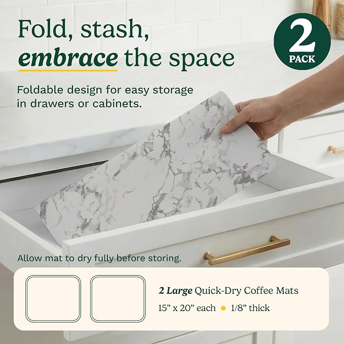 Cuisinart Coffee Mat for Countertop–Quick-Dry Absorbent Coffee Bar Mat for - Image 6
