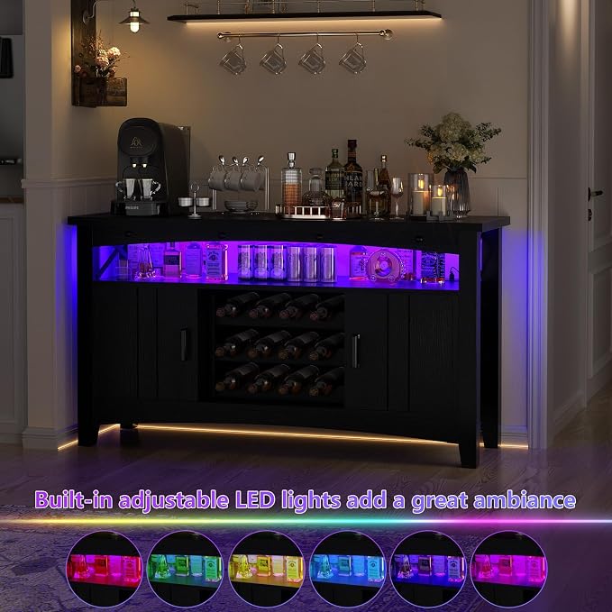 Armocity Farmhouse Coffee Bar Cabinet, Liquor Cabinet Bar - Image 7