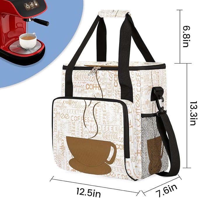 Coffee Cup Coffee Maker Carring Bag Coffee Texts Travel Carrying Storage Tote - Image 2