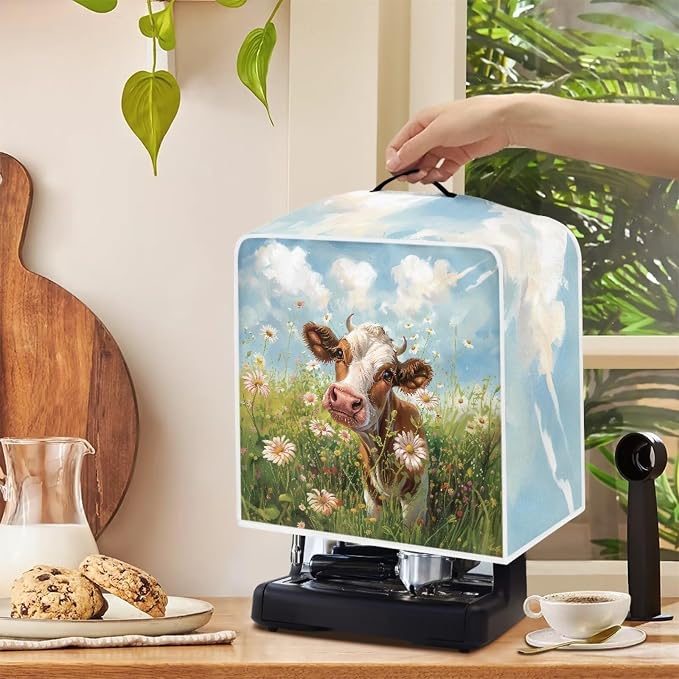 Cow Daisy Coffee Maker Cover Washable Kitchen Appliance Covers Waterproof - Image 5