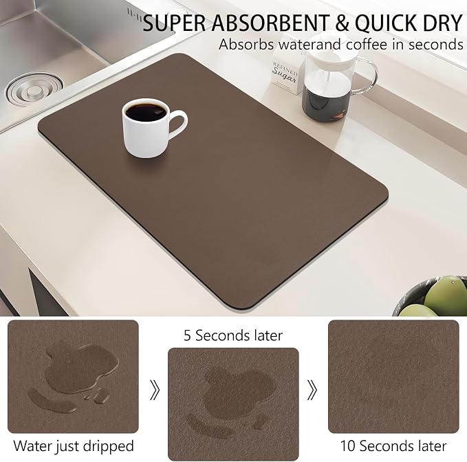 Dish Drying Mat, Absorbent Coffee Bar Mat - Image 3
