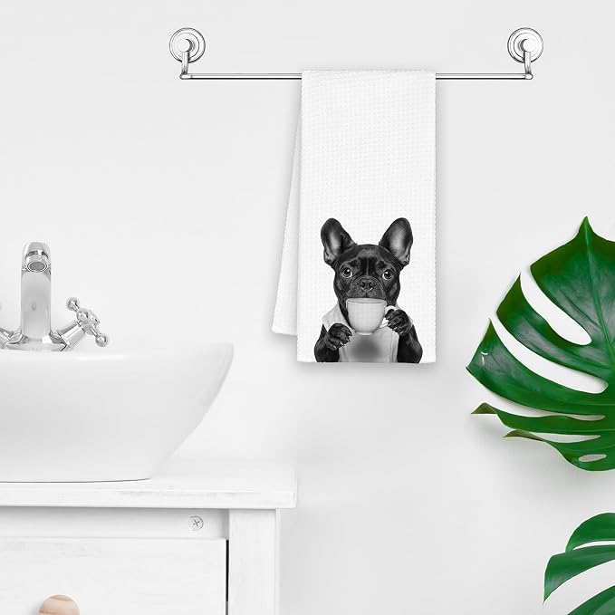 Dog French Bulldog Kitchen Towels, Funny Cute Hand Bathroom Towels Gifts - Image 5