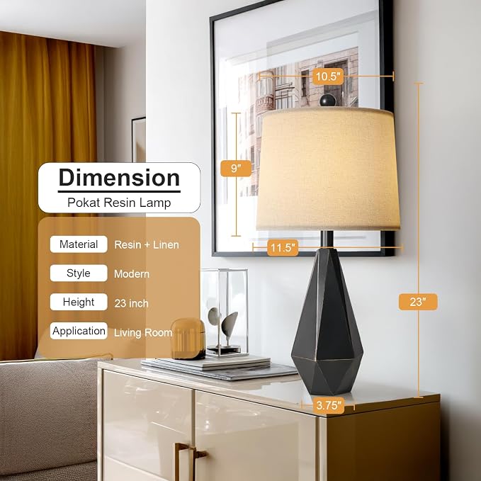 PoKat 23'' Farmhouse Table Lamps Set of 2, Modern Nightstand Lamps - Image 3