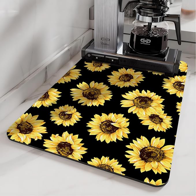 Coffee Bar Mat Rubber Dish Drying Mat by PtRug