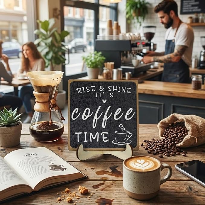 Wooden Coffee Bar Sign Coffee Bar Decor Coffee Bar Decorations Black White - Image 4