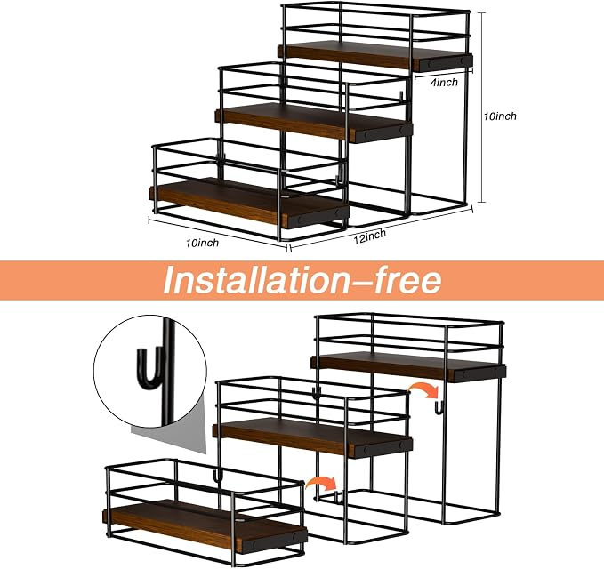 9 Bottle Coffee Syrup Rack Organizer 3 Tier Syrup Holder Stand - Image 2