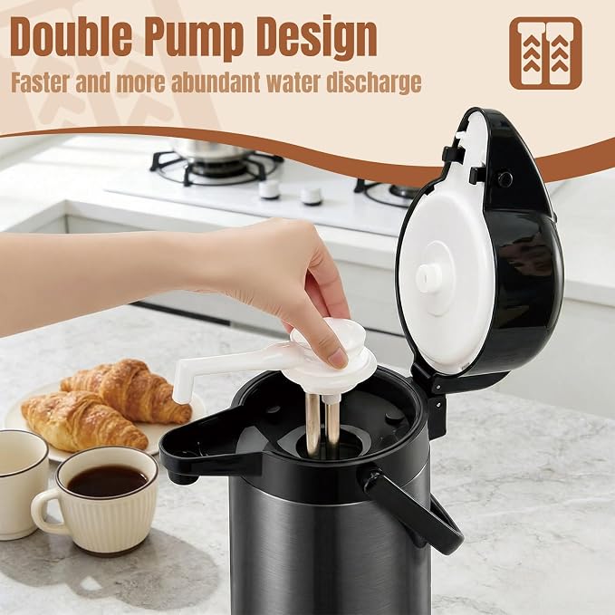 Upgraded Airpot Coffee Carafe - 84oz/2.5L Coffee Carafe - Image 3