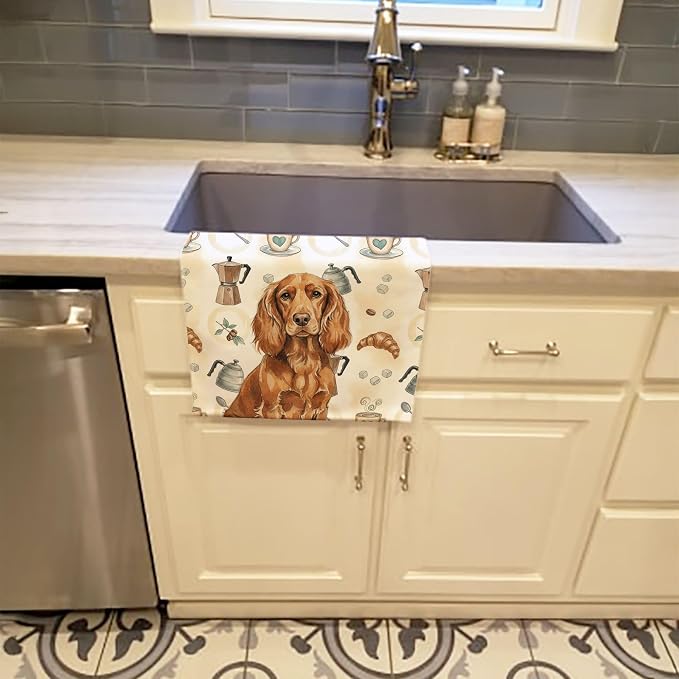 Caroline's Treasures Boykin Spaniel Coffee Bar Kitchen Towel Velour Plush Front - Image 2