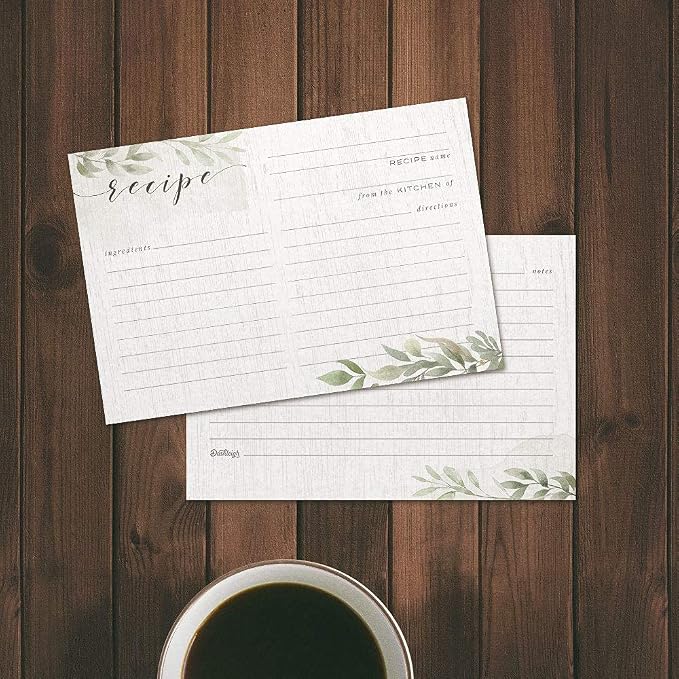 Farmhouse Greenery Recipe Cards from Dashleigh, 48 Cards, 4x6 inches, Sage - Image 7
