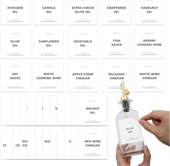 Spaceneat Olive Oil Labels for Glass Bottles by Spaceneat