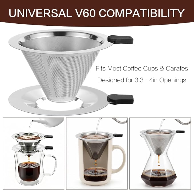 Pour Over Coffee Maker with Cup, 2-in-1 Immersion & Drip Coffee Dripper - Image 5