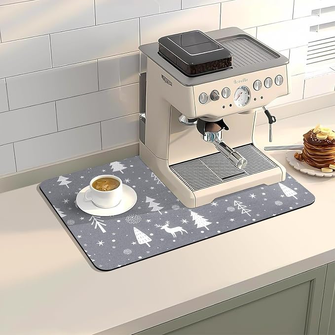 Christmas Dish Drying Mat, Super Absorbent Coffee Mats Fits Under Coffee Maker - Image 8