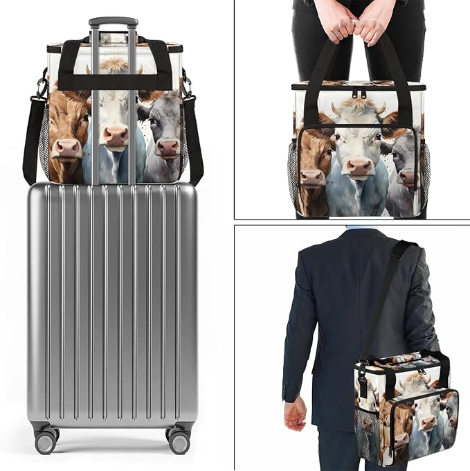 Cow Animals Coffee Maker Carring Bag, Large Insulated Storage Organizer Case - Image 7