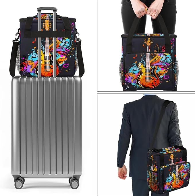 Electric Guitar Music Theme Coffee Maker Carring Bag, Large Insulated Storage - Image 7