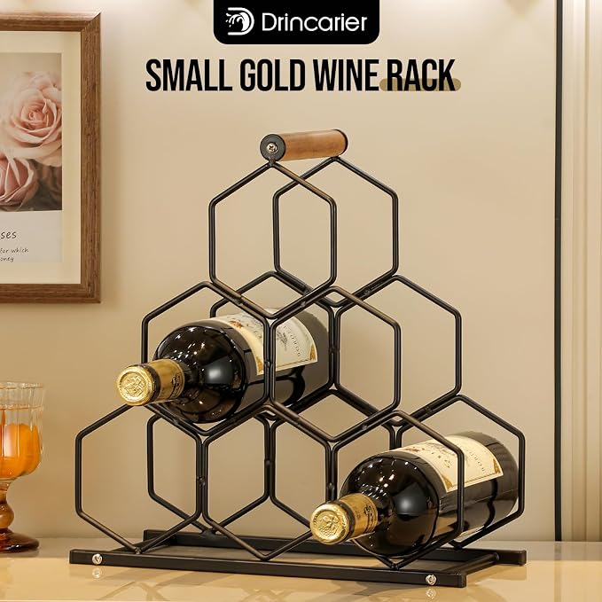 Small Black Wine Rack 6 Bottle Holder Countertop - Image 3