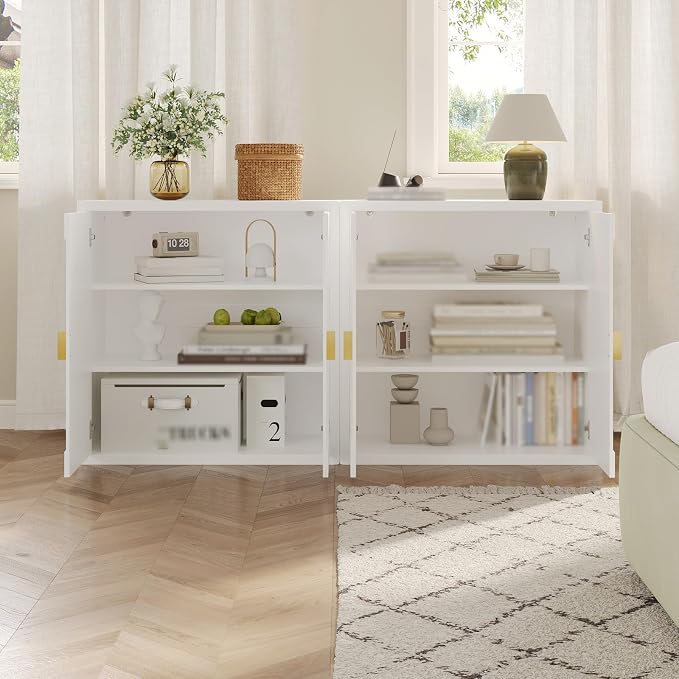 Modern Kitchen Sideboard with Storage, 31.5" Buffet Cabinet with 3 Adjustable - Image 9