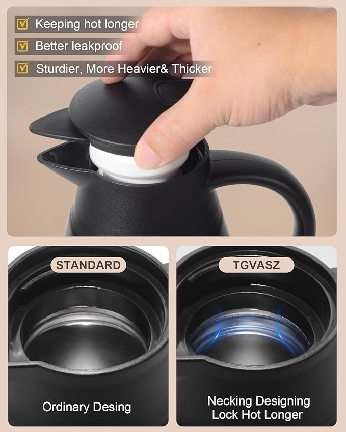 70Oz Thermal Coffee Carafe for keeping hot, Airpot Insulated Carafe Stainless - Image 2