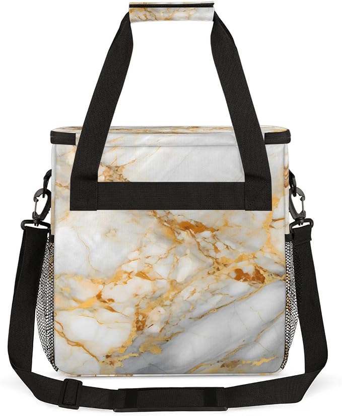 Marble Gold Coffee Maker Carring Bag, Large Insulated Storage Organizer Case - Image 5