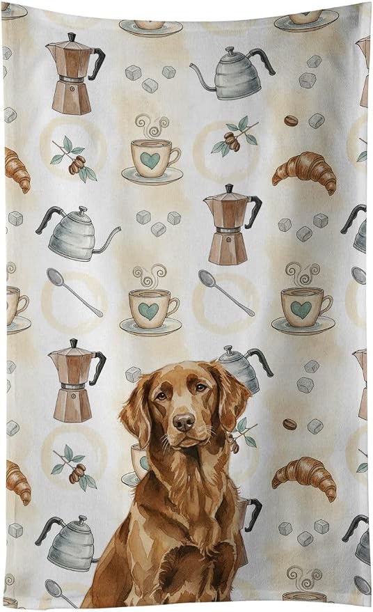 Caroline's Treasures Liver Flat-Coated Retriever Coffee Bar Kitchen Towel by CarolinesTreasures