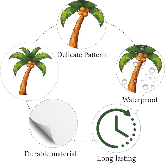 CREATCABIN 128Pcs Coconut Tree Stickers - Image 3