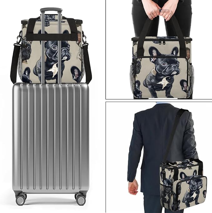 French Bulldog Coffee Maker Carring Bag, Large Insulated Storage Organizer Case - Image 7