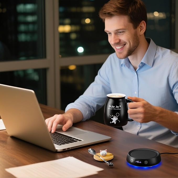 Coffee Mug Warmer with Cute Cat Mug Set, 8H Auto Shut Off Electric Cup Warmer - Image 4