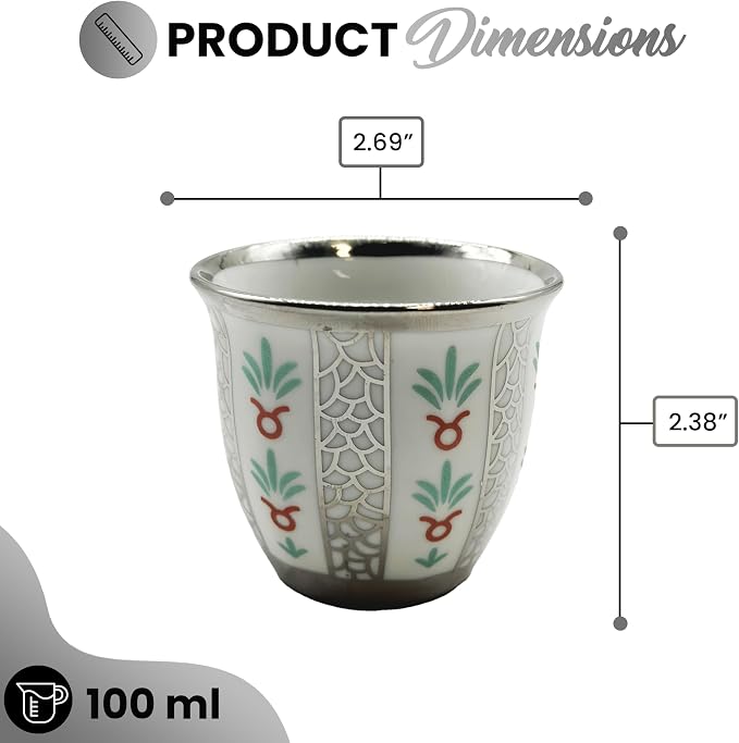 Generic Premium Porcelain Arabic Coffee Cup Set 100ml - Image 2