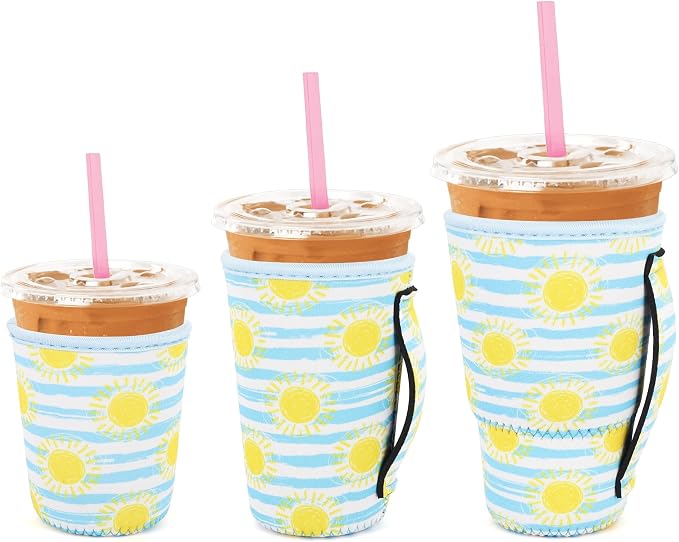 3 Pack Iced Coffee sleeve Insulated Neoprene Cup Sleeves by Snowso