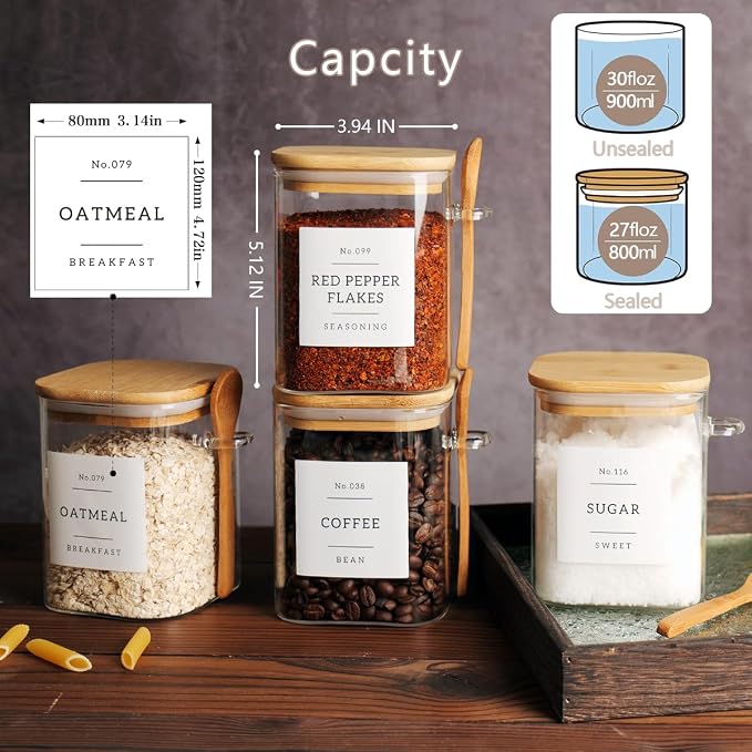 CZZGSM Set of 4 Square Glass Jar - Image 4