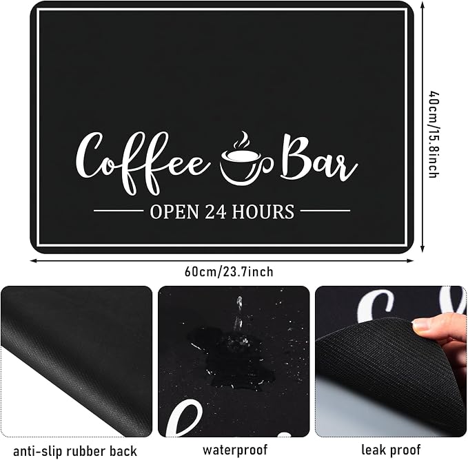 Queekay Coffee Bar Mat for Counter 24" x 16" Absorbent Dish Drying Mat for - Image 5