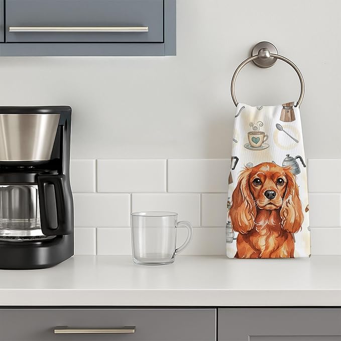 Caroline's Treasures Ruby English Toy Spaniel Coffee Bar Kitchen Towel Velour - Image 3