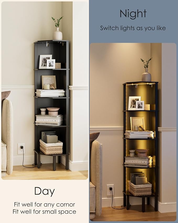 Corner Shelf Stand, 5 Tier Corner Bookshelf, Corner Furniture - Image 4