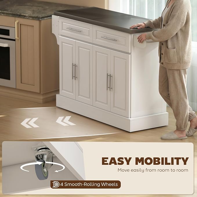 HOMCOM Rolling Kitchen Island Cart - Image 6
