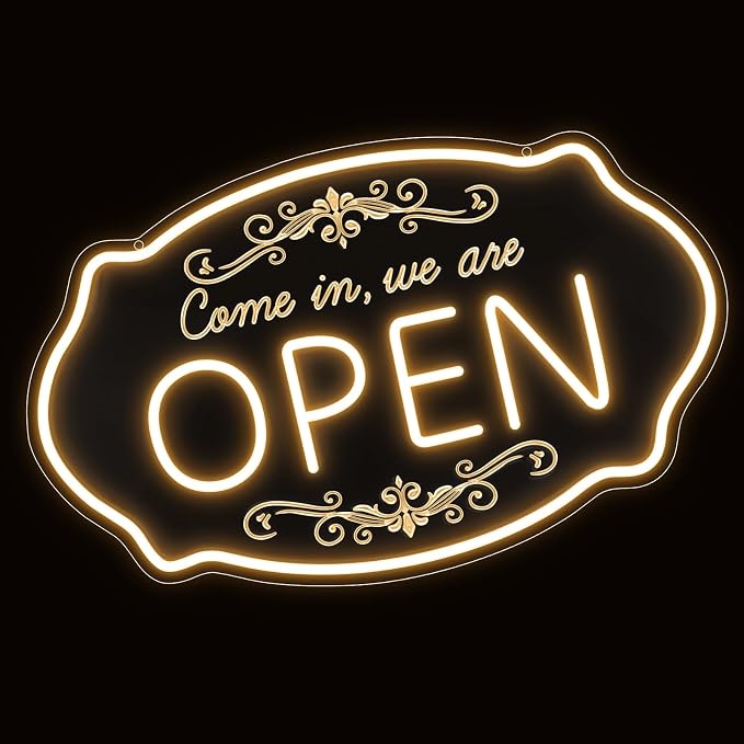 Open Sign for Business, 16.5 x 10 Inch Come In We're Open LED Neon Sign - Image 6