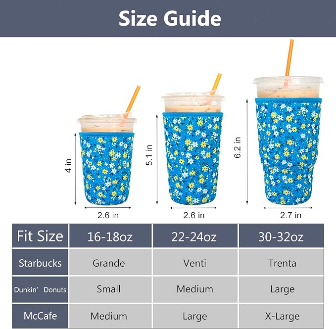 3 Pack Reusable Iced Coffee Sleeves - Image 2