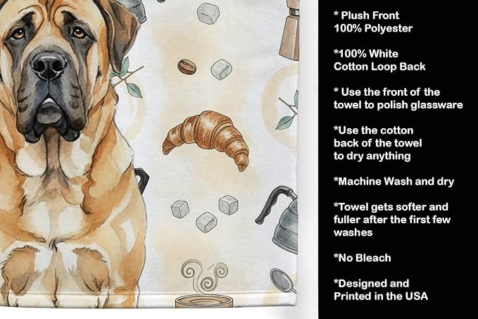 Caroline's Treasures Apricot English Mastiff Coffee Bar Kitchen Towel Velour - Image 4