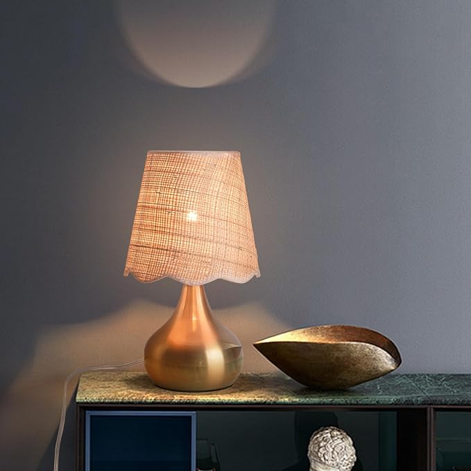 Gold Small Bedside Table Lamp for Bedroom, Brass Gold Mini Table Lamps for by Unknown